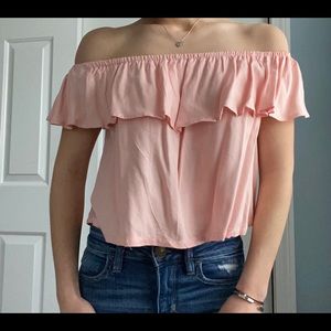 Pink Ruffled Off the Shoulder Top